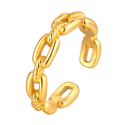 Stainless Steel Twist Hollow Weaving Cold Wind Ring
