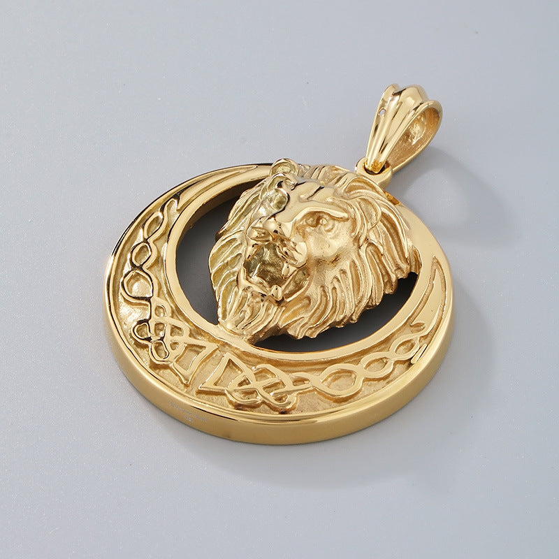 Lion Head Pendant Men Zircon Titanium Steel Planderful