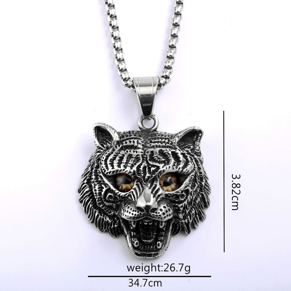 Vintage Lion Stainless Steel Pendant Necklace