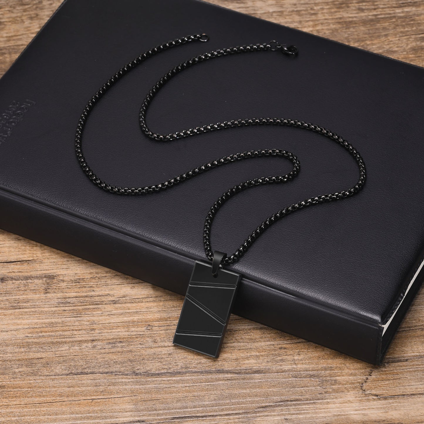 Titanium Steel Geometric Pendant Necklace for Men Engrave