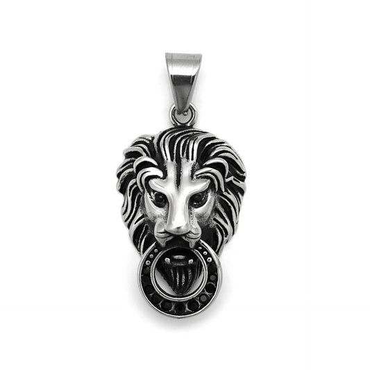 Steel Necklace – Statement Lion Head Pendant
