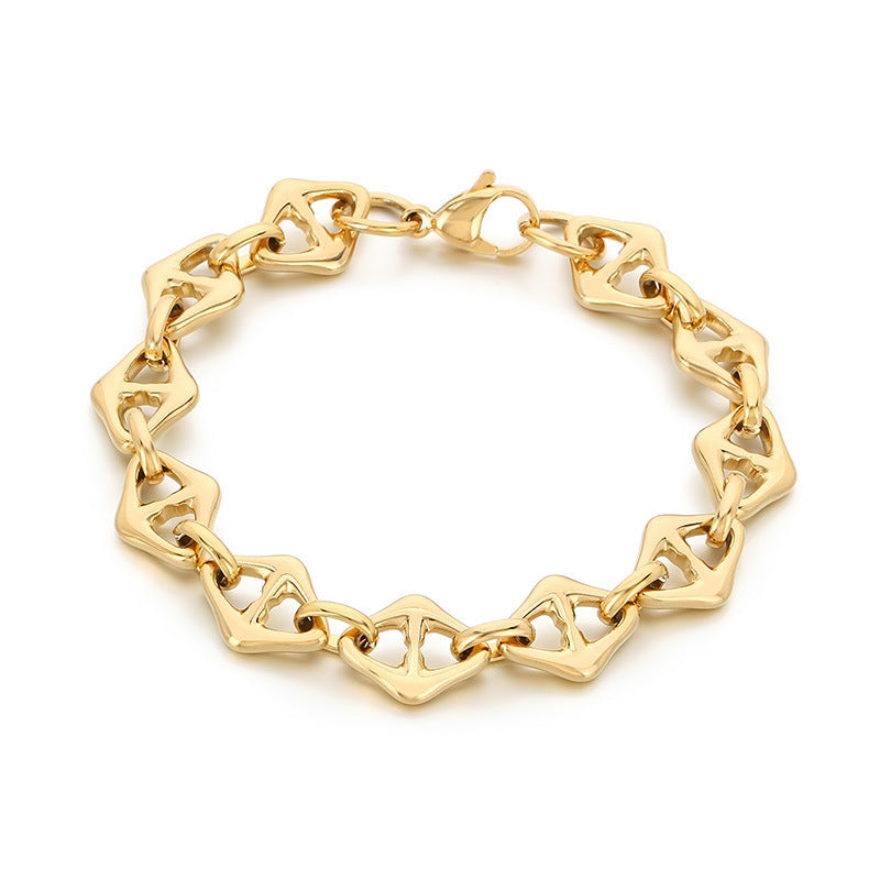 Planderful Unisex Titanium Stainless Steel Rhombus Bracelet