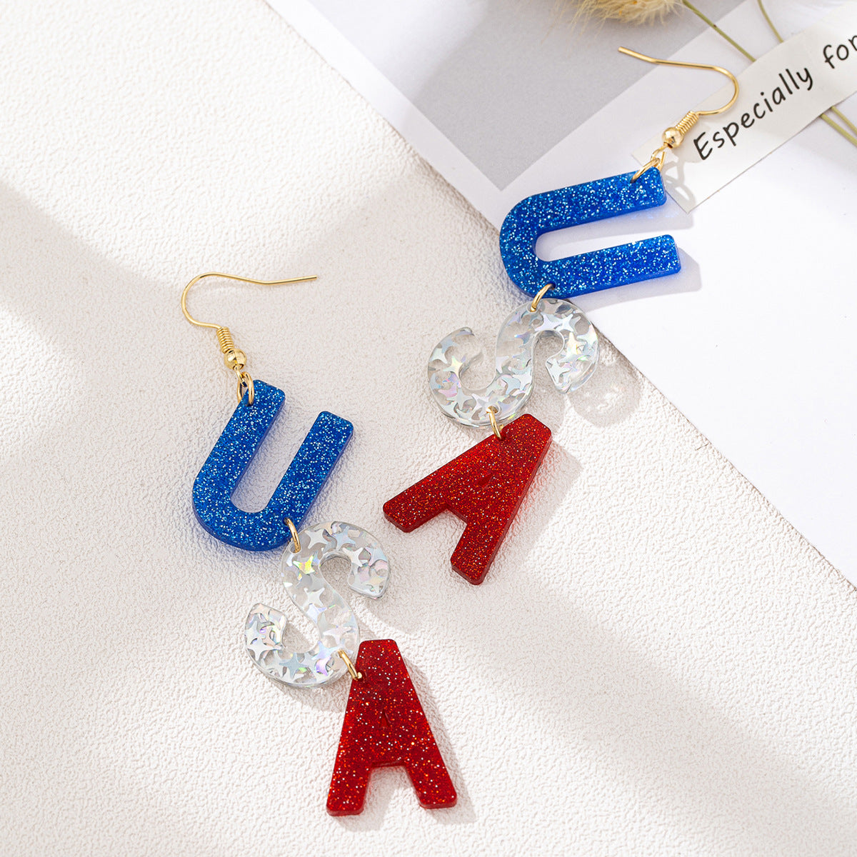 Planderful Vienna Verve Earrings – Colorful Acrylic Design for American Independence Day