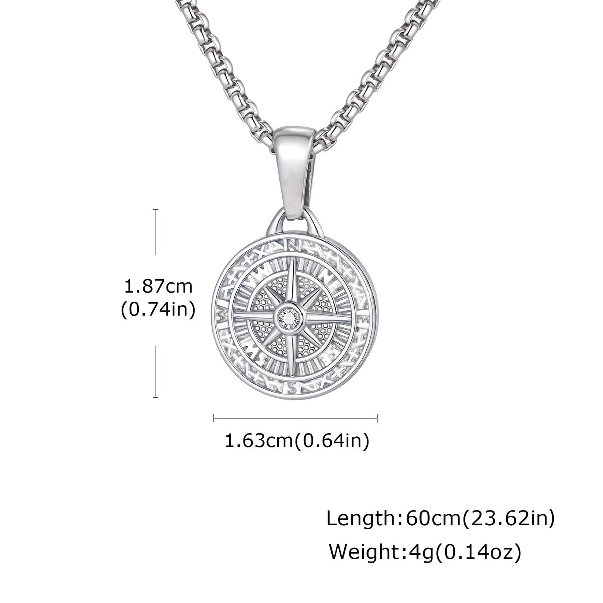 Zircon Stainless Steel Necklace Unisex