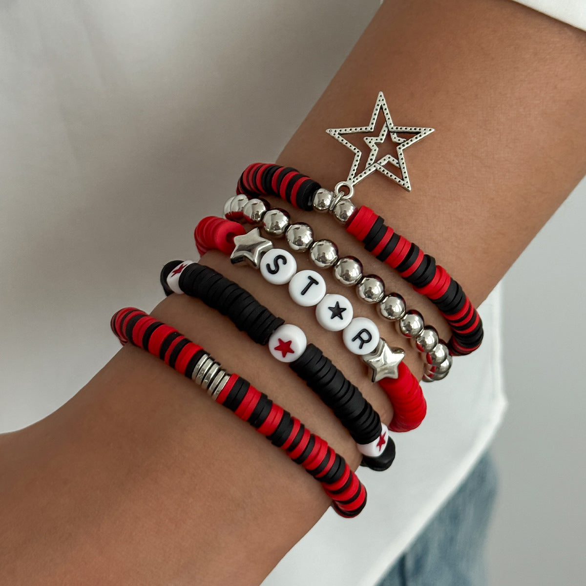 Planderful Vienna Verve Friendship Star Bracelet Set Stacking Elastic Beaded Jewelry For Women