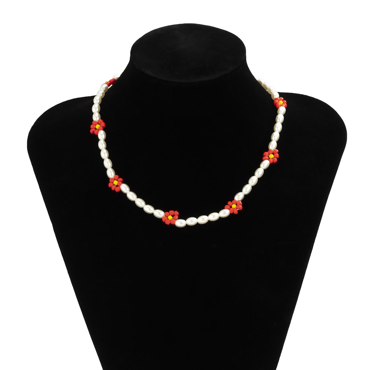 Planderful Vienna Verve Bohemian Daisy Collarbone Necklace Beaded Imitation Pearl For Boho Chic Women