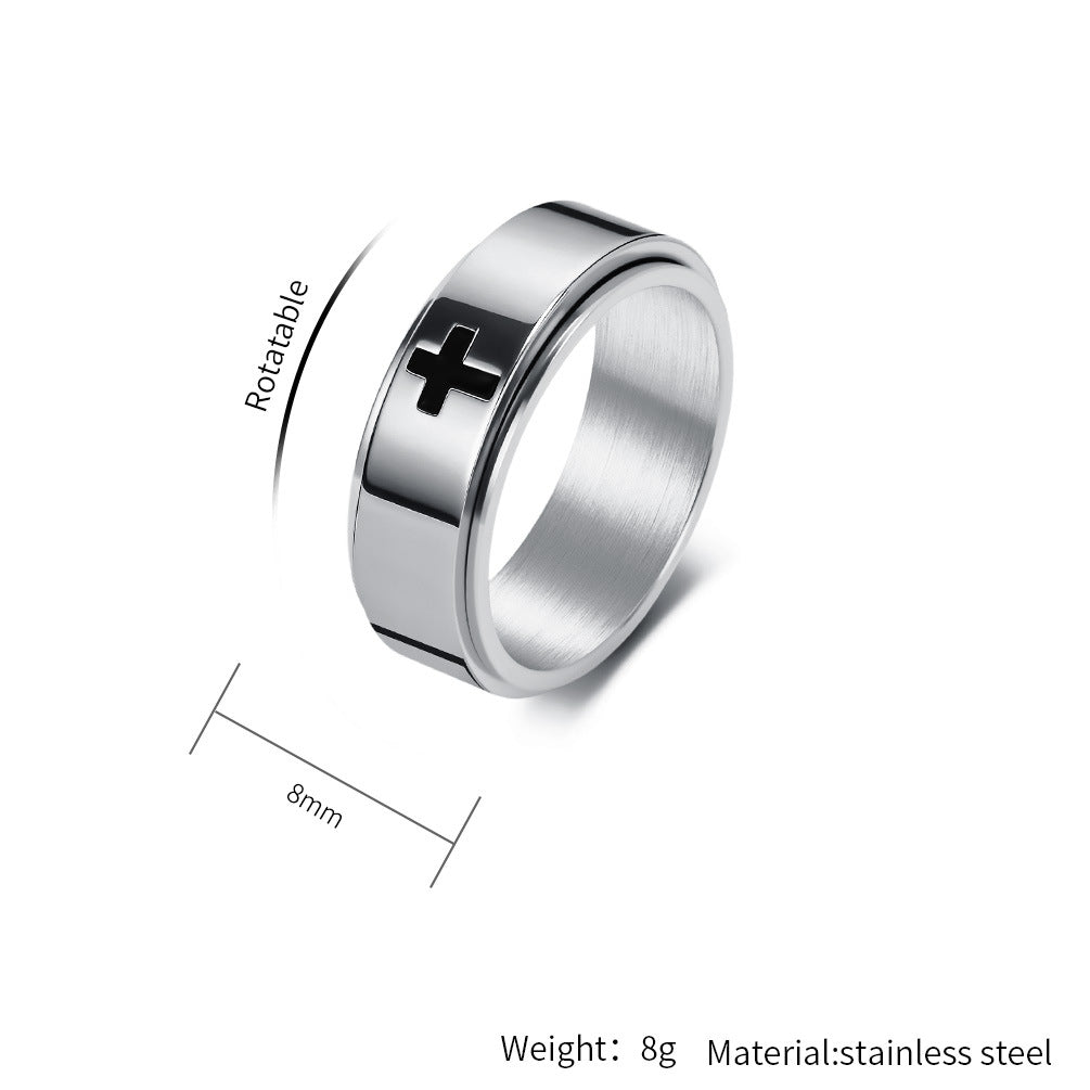 Steel Ring - Elegant Cross Rotating Ring for Couples, Anxiety Relief, Fade-Resistant