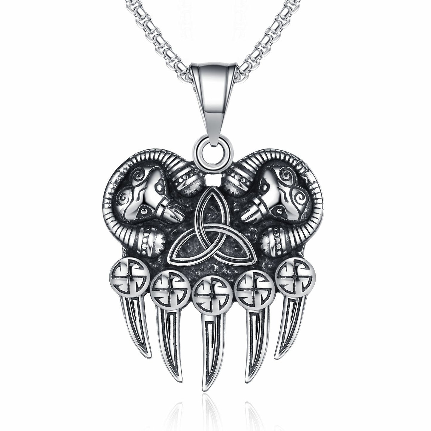 Steel Necklace – Statement Viking Bear Claw Pendant For Bold Warriors And Collectors