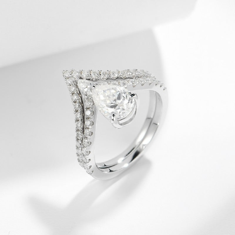 Niche Ins Wind 6 9mm Water Drop Diamond S925 Silver Ring