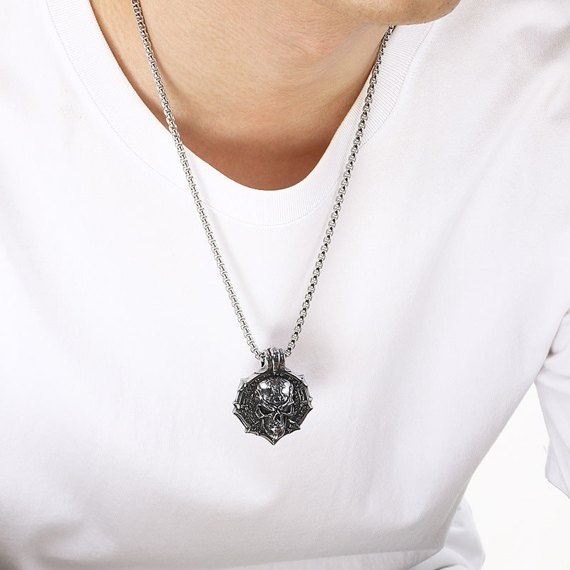 Halloween Skull Pendant, Trendy Pirate Of The Caribbean Ghost Head Motorcycle Titanium Steel Necklace