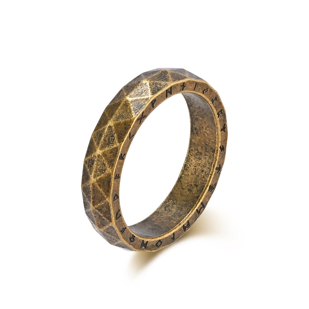 Steel Ring – Vintage Nordic Viking Text