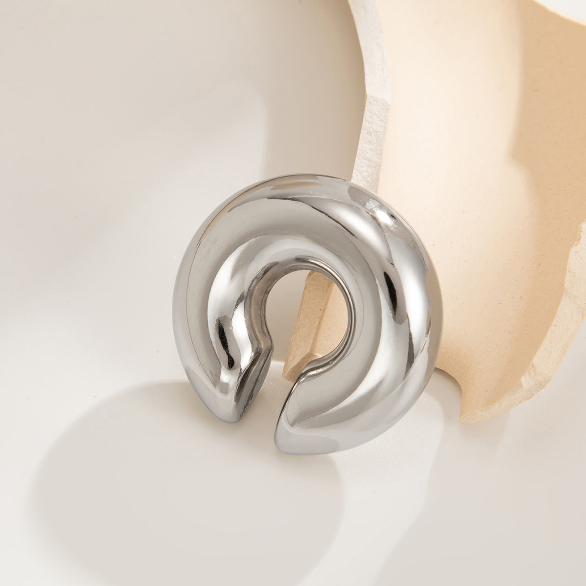 Stainless Steel Geometric Ear Clips by Planderful Vienna Verve Minimalist Piercing Free Earrings for Women