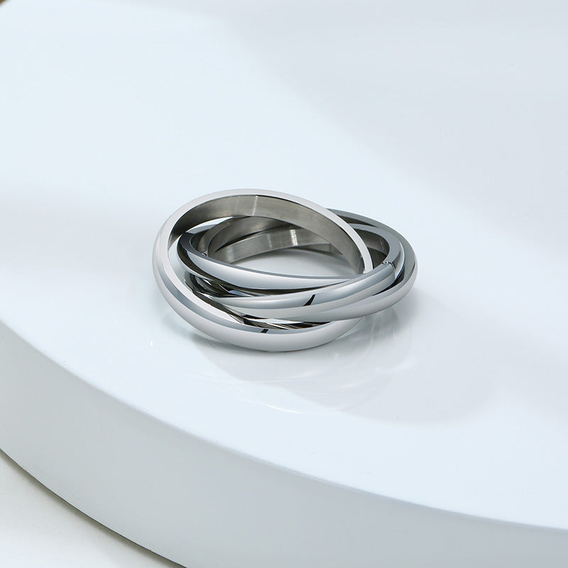 European And American Jewelry Three-In-One Plain Fashion Ring