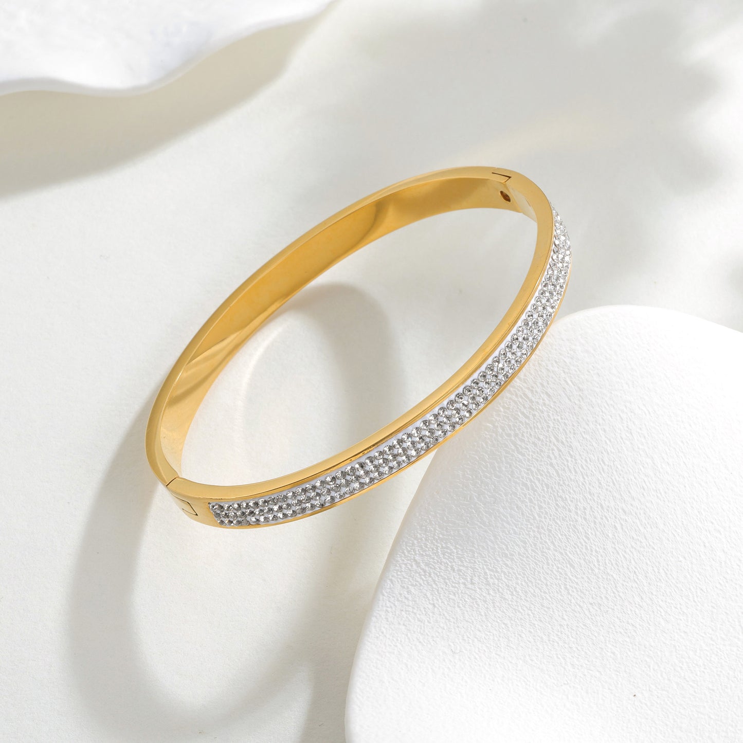 Planderful Titanium Steel Buckle Bracelet Zircon For Women