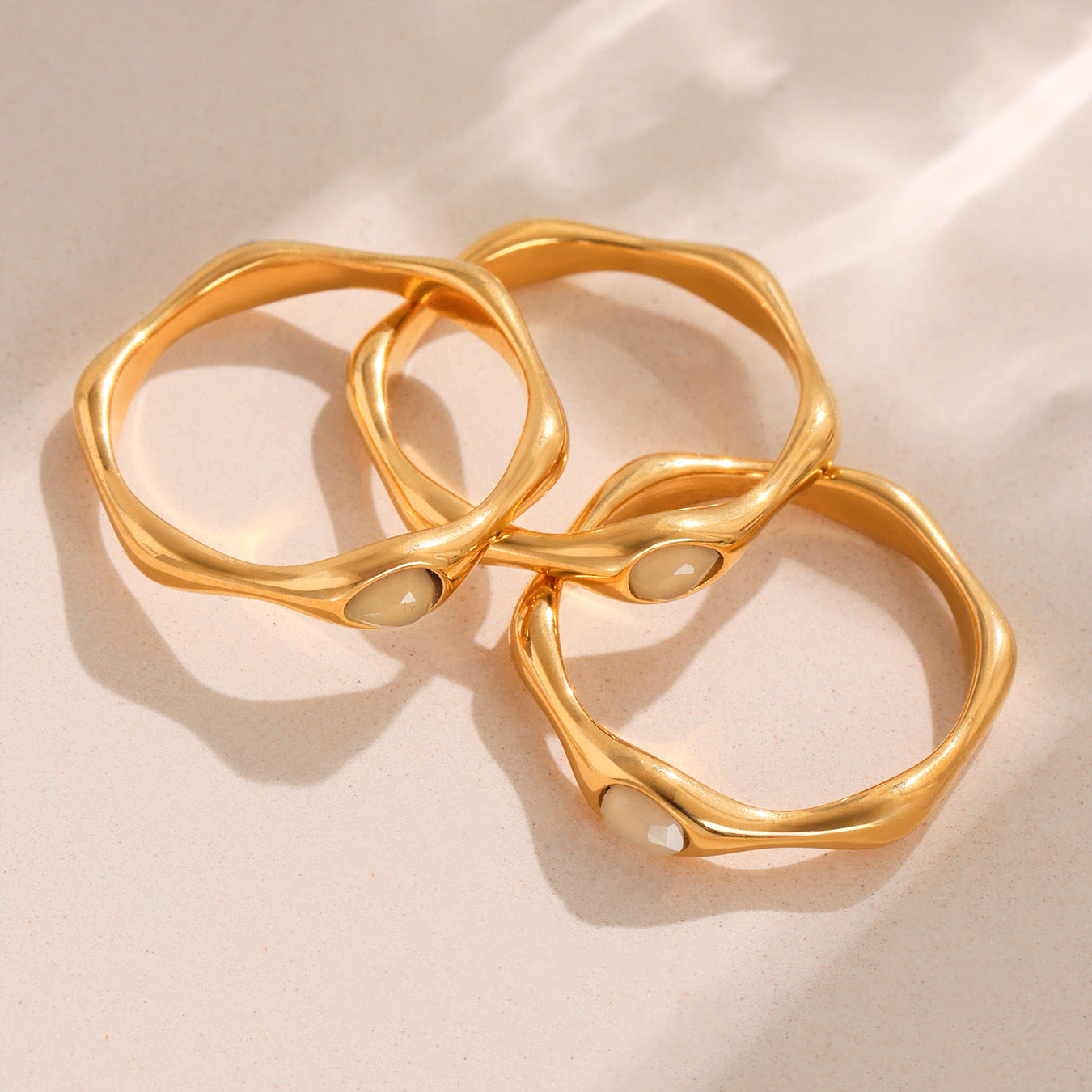 Planderful Pink Spar Ring Irregular Women Jewelry Chic