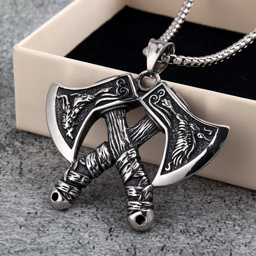Vintage Viking Stainless Steel Men's Pendant Necklace