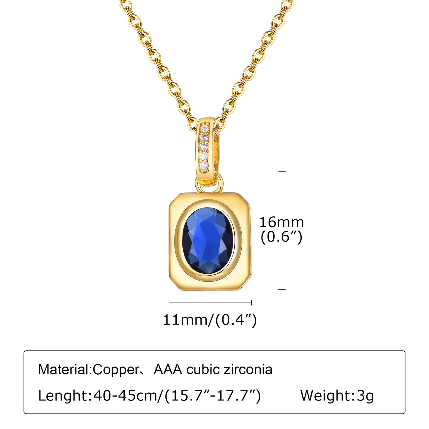 European And American Jewelry Blue White Zircon Necklace
