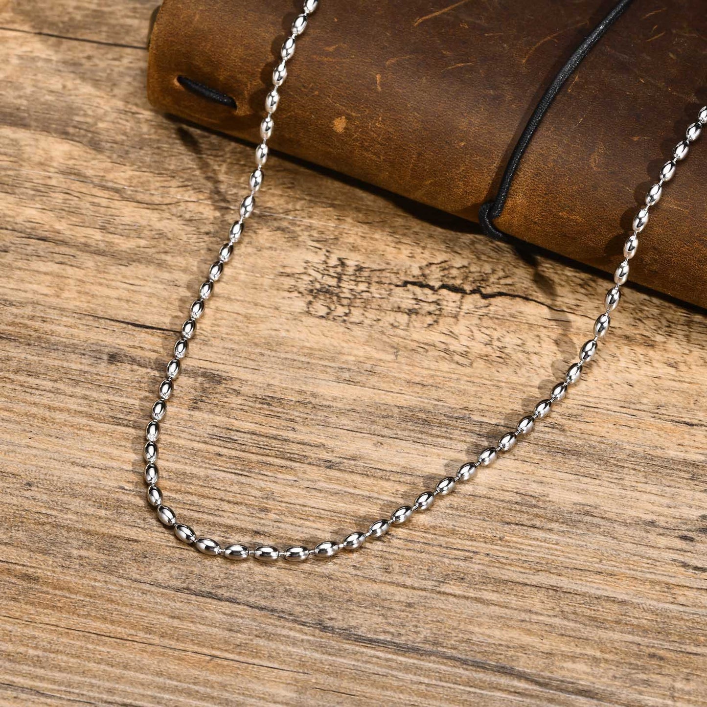 Stainless Steel Bead Necklace Ladies Rugby Gold Accessories