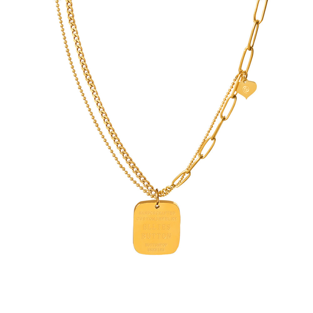 Golden Touch Heart Pendant Collarbone Necklace