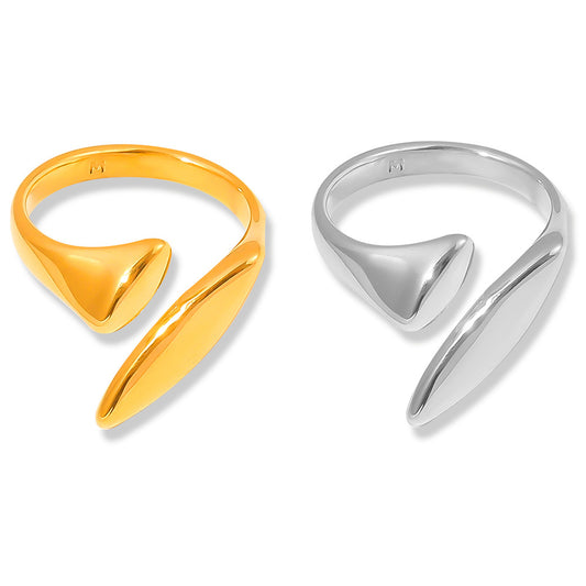 Elegant Titanium Steel Gold-Plated Finger Ring with Geometric Design