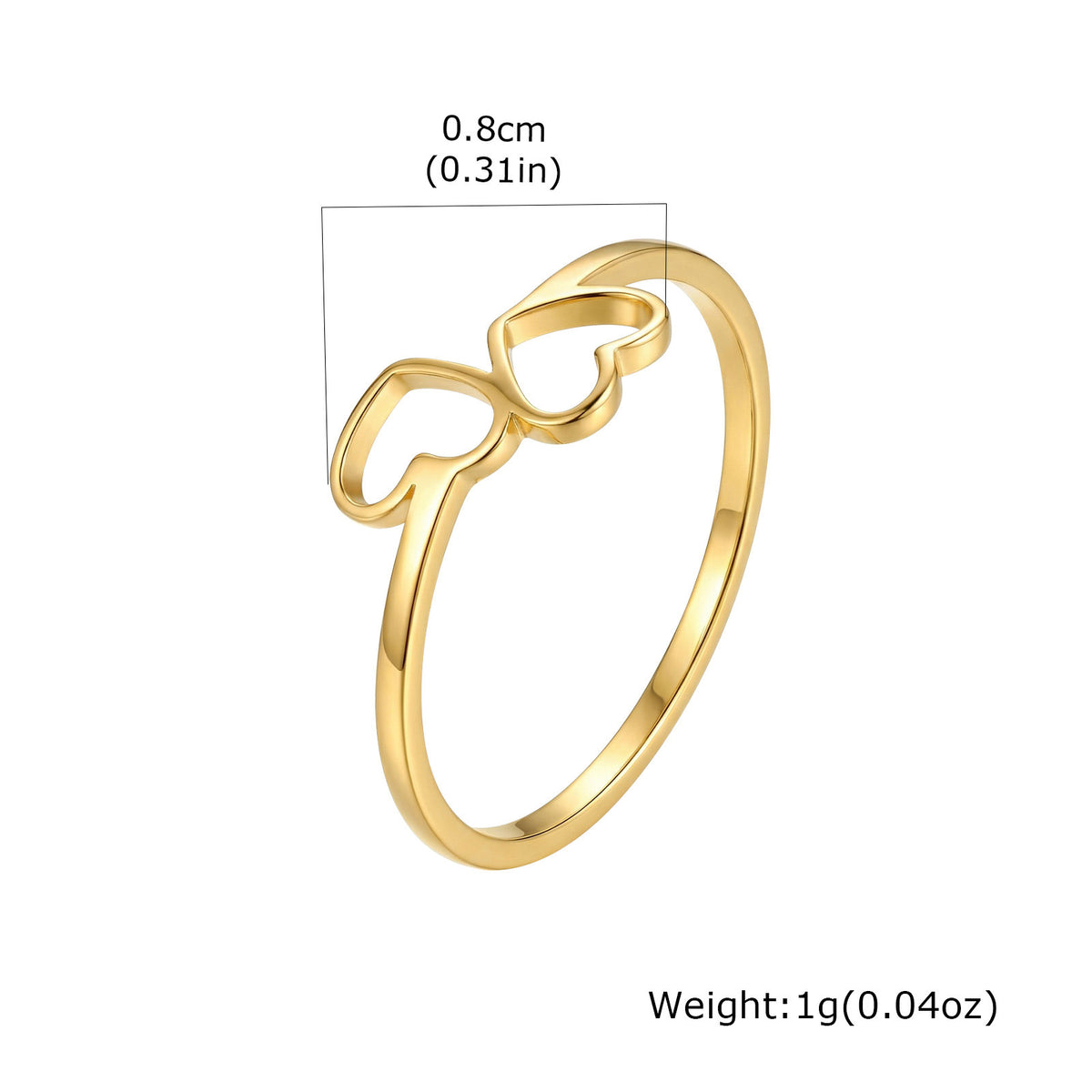 Couple Gift Stainless Steel Couple Ring Double Heart