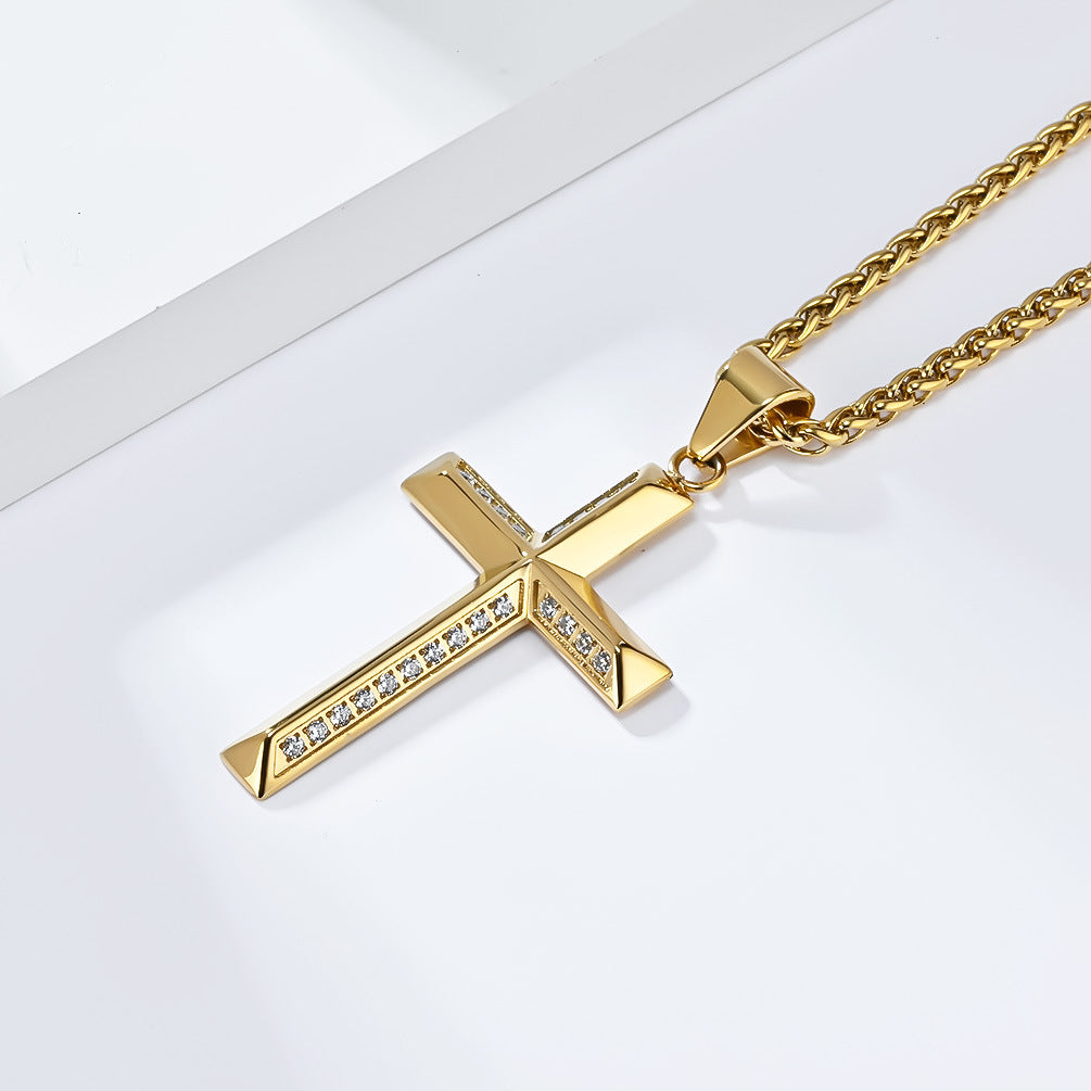 European And American Simple Light Luxury Titanium Steel Cross Necklace Pendant Jewelry For Men