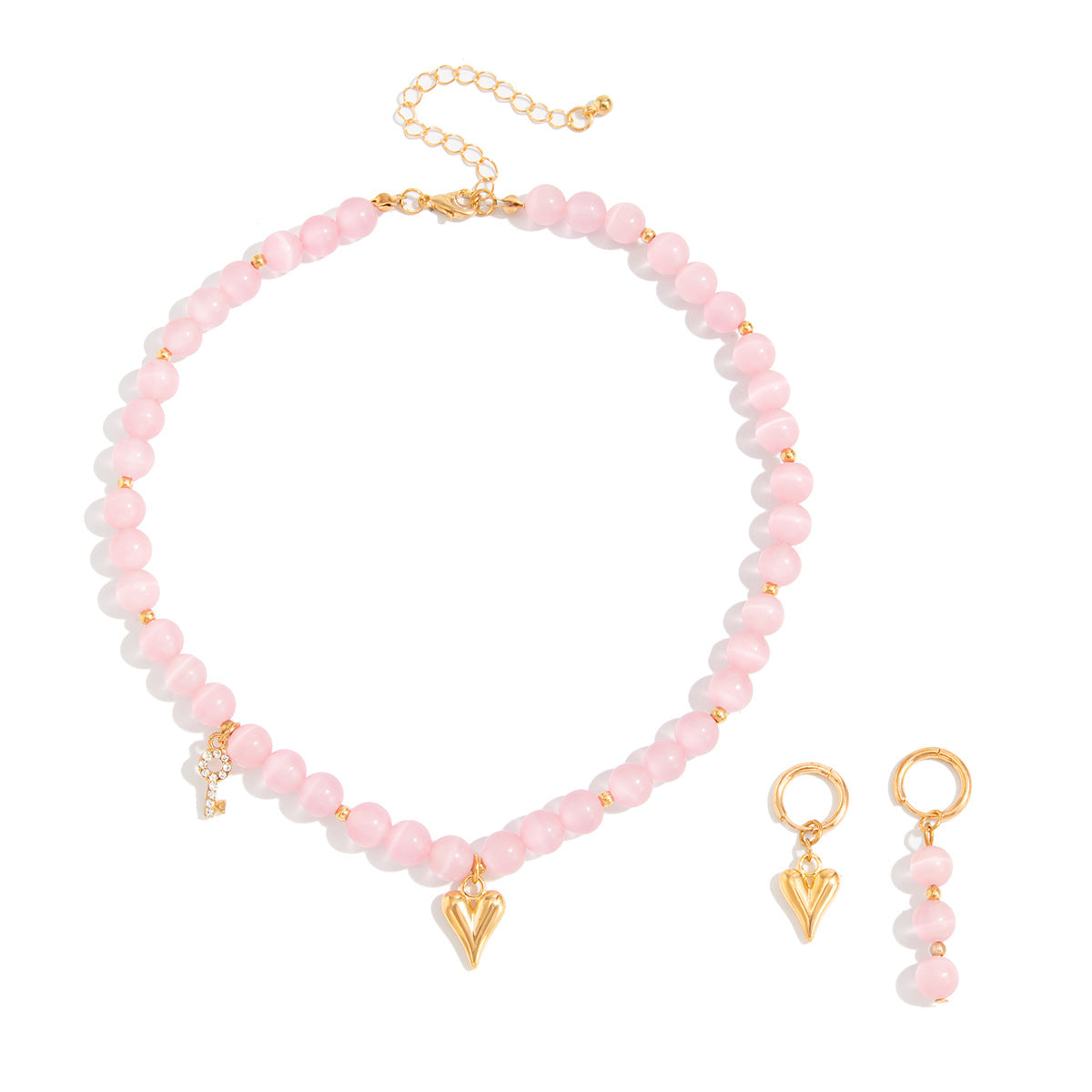 Planderful Vienna Verve Cat Eye Beaded Jewelry Set For Women Fringed Ear Buckle Earrings And Swallow Pendant Necklace