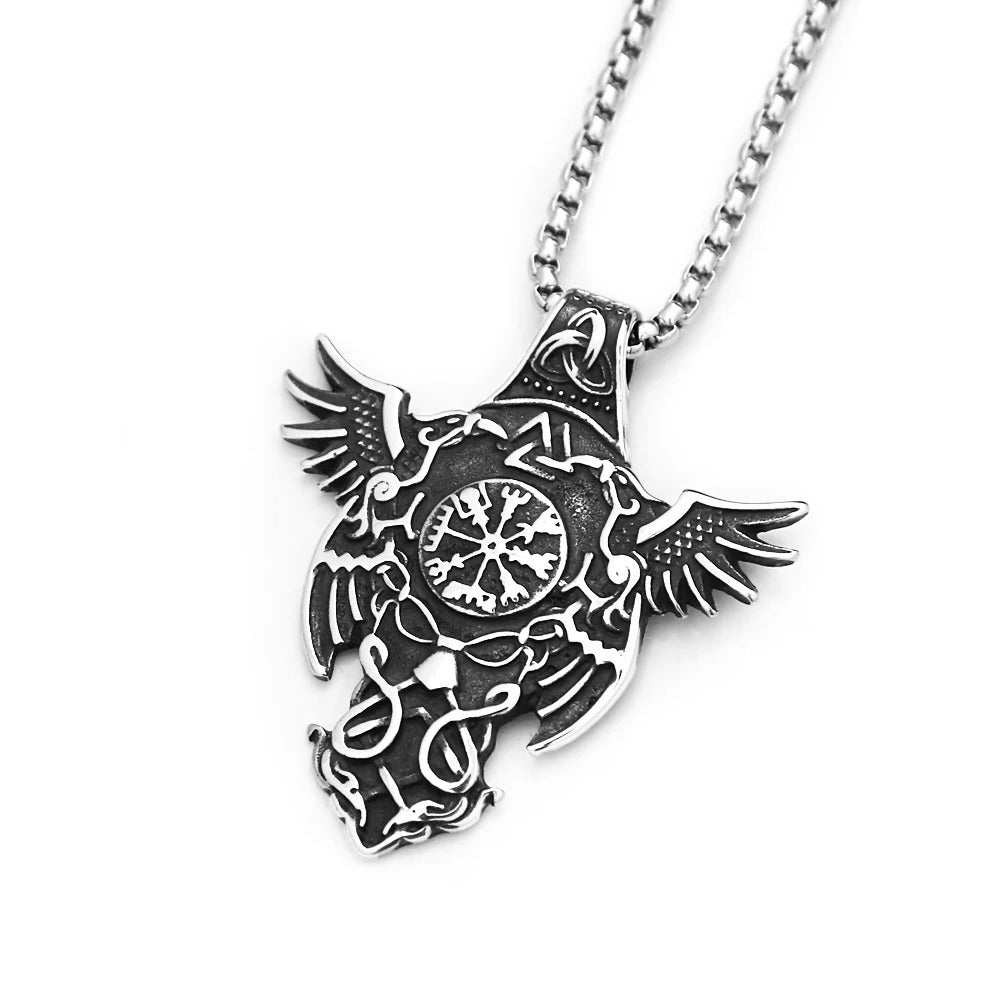 Vintage Viking Compass Stainless Steel Men's Pendant Necklace