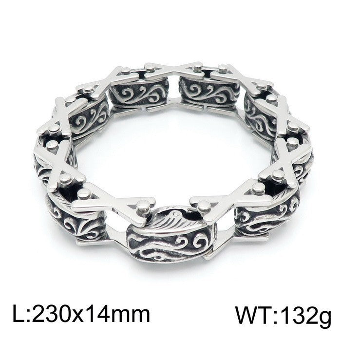 Planderful Men Punk Wolf Head Bracelet Titanium Steel