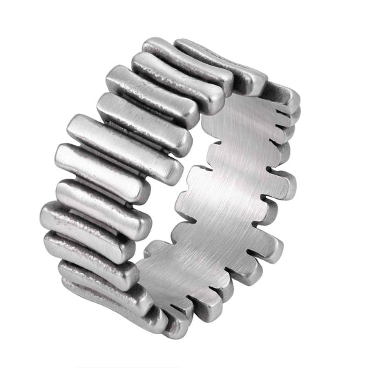 Cold Wind Geometry Irregular Stainless Steel Gear Unisex Ring