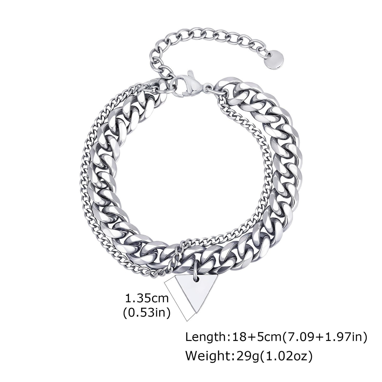 Planderful Double Layer Stainless Triangle Bracelet Men
