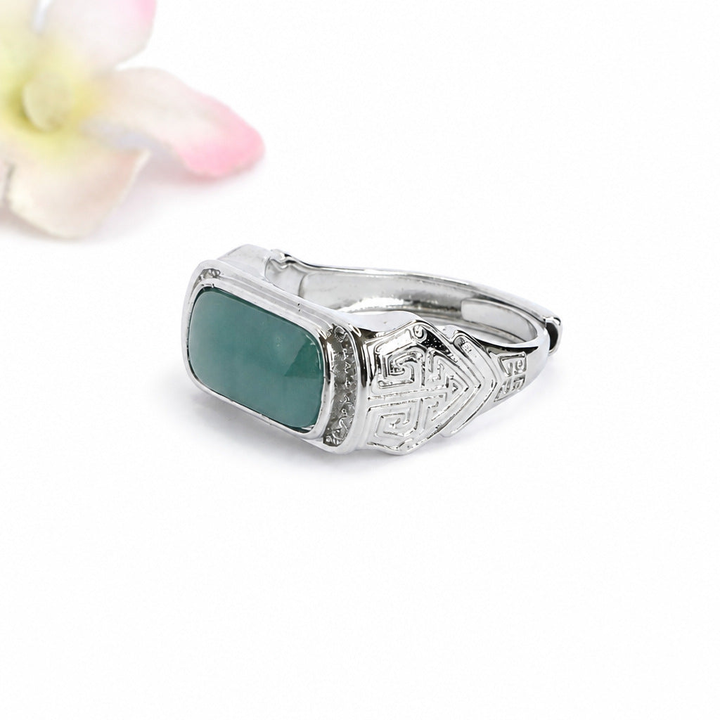 Blue Water Jadeite Saddle Ring