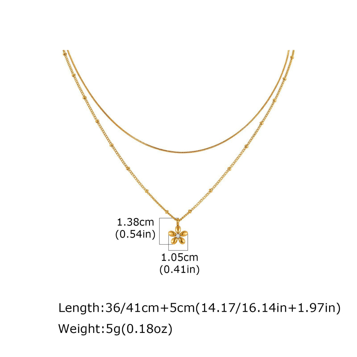 Stainless Steel Long Fringed Chain Necklace White Zircon Flower Y-Shaped Necklace