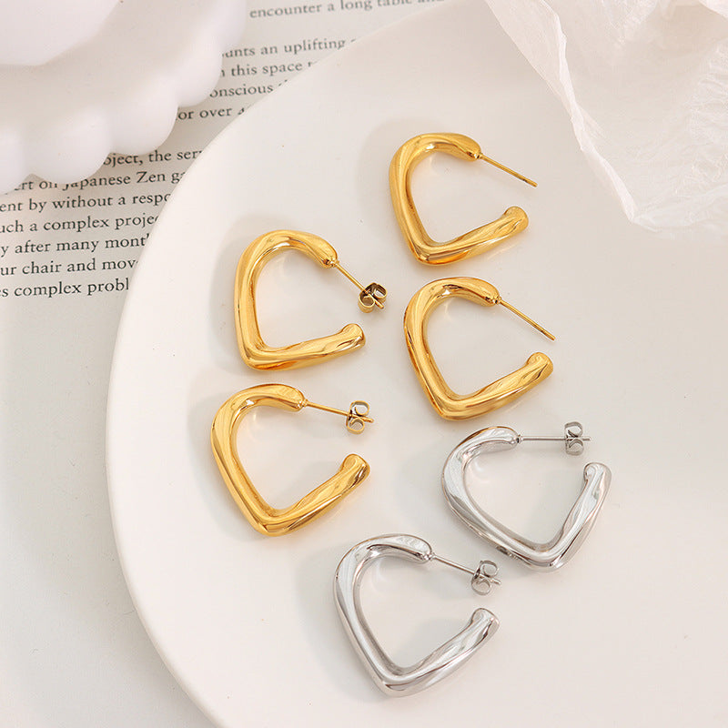 Geometric Minimalist Gold-Plated C-Shaped Earrings - Trendy Ear Jewelry