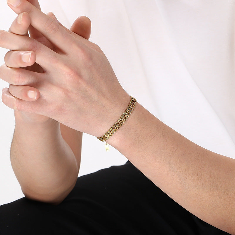 Stainless Steel Design Three-Layer Twist Chain Unisex Bracelet