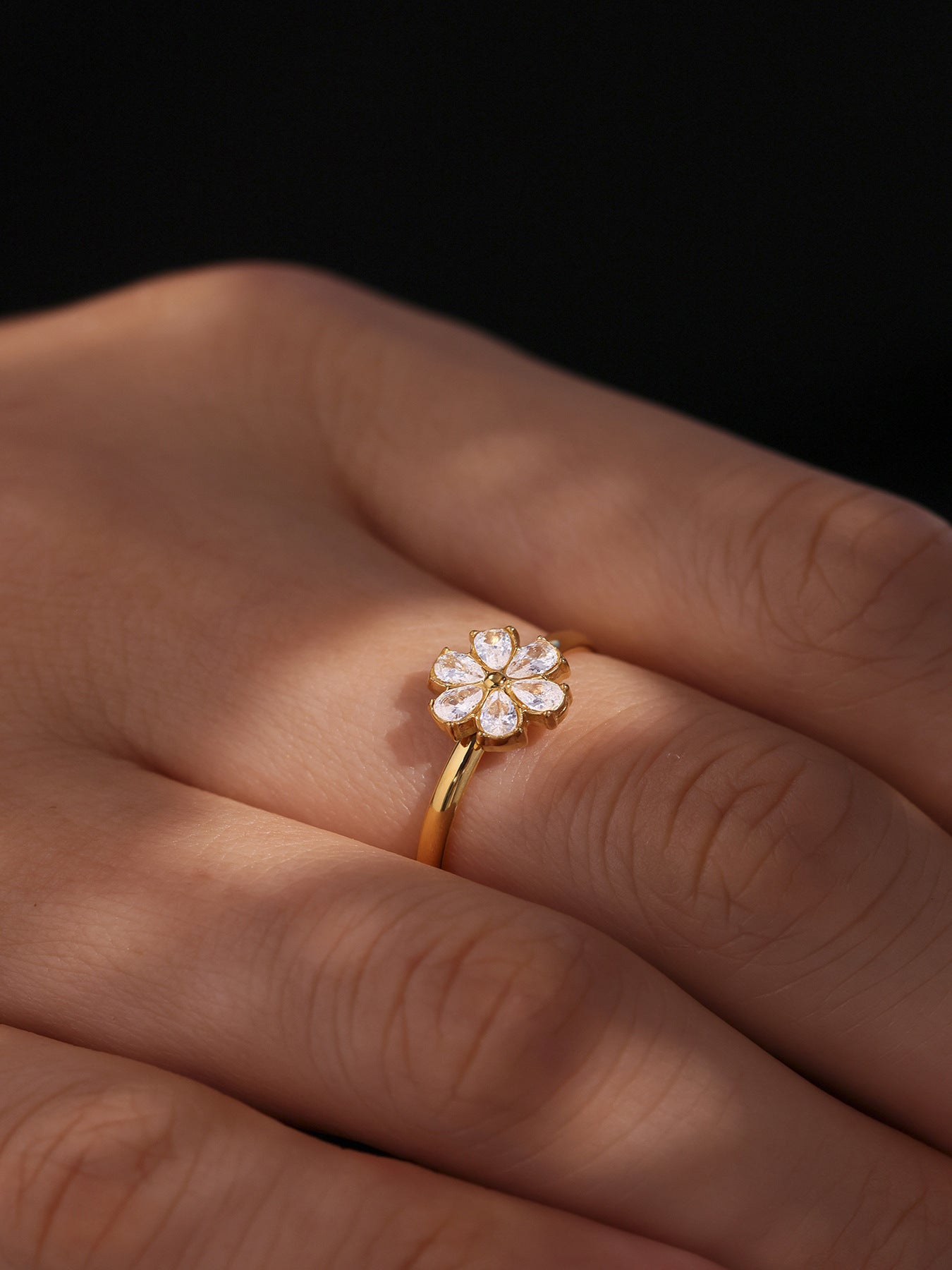 Planderful Zircon Water Drop Open Ring For Women Exquisite