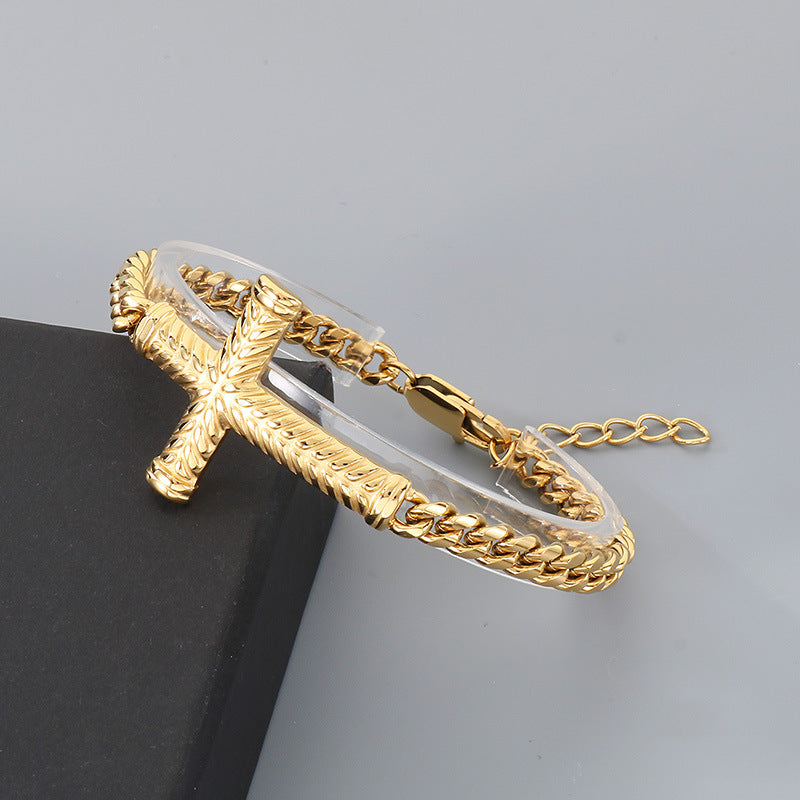 Adjustable – Rock Hip Hop Twist Cross Layered Cuban Chain Titanium Steel Men's Bracelet