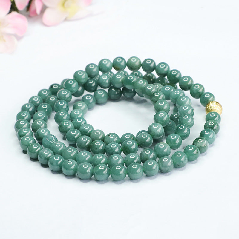Natural Jade Necklace Blue Green Beads Sweater Chain Jade Beads
