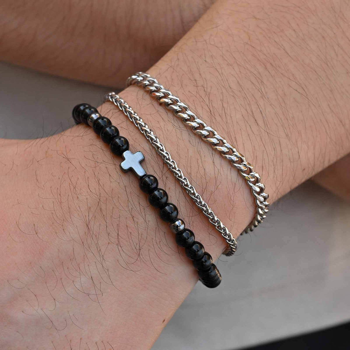 Flower Tiger's Eye Braided Adjustable Stainless Steel Bracelet