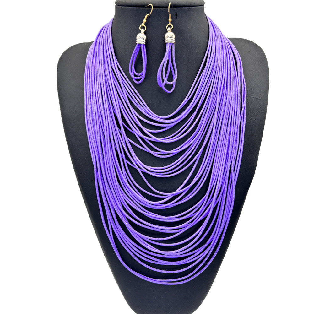 Exotic Tassel Necklace Set - Fashionable Sweater Chain with Magnetic Clasp
