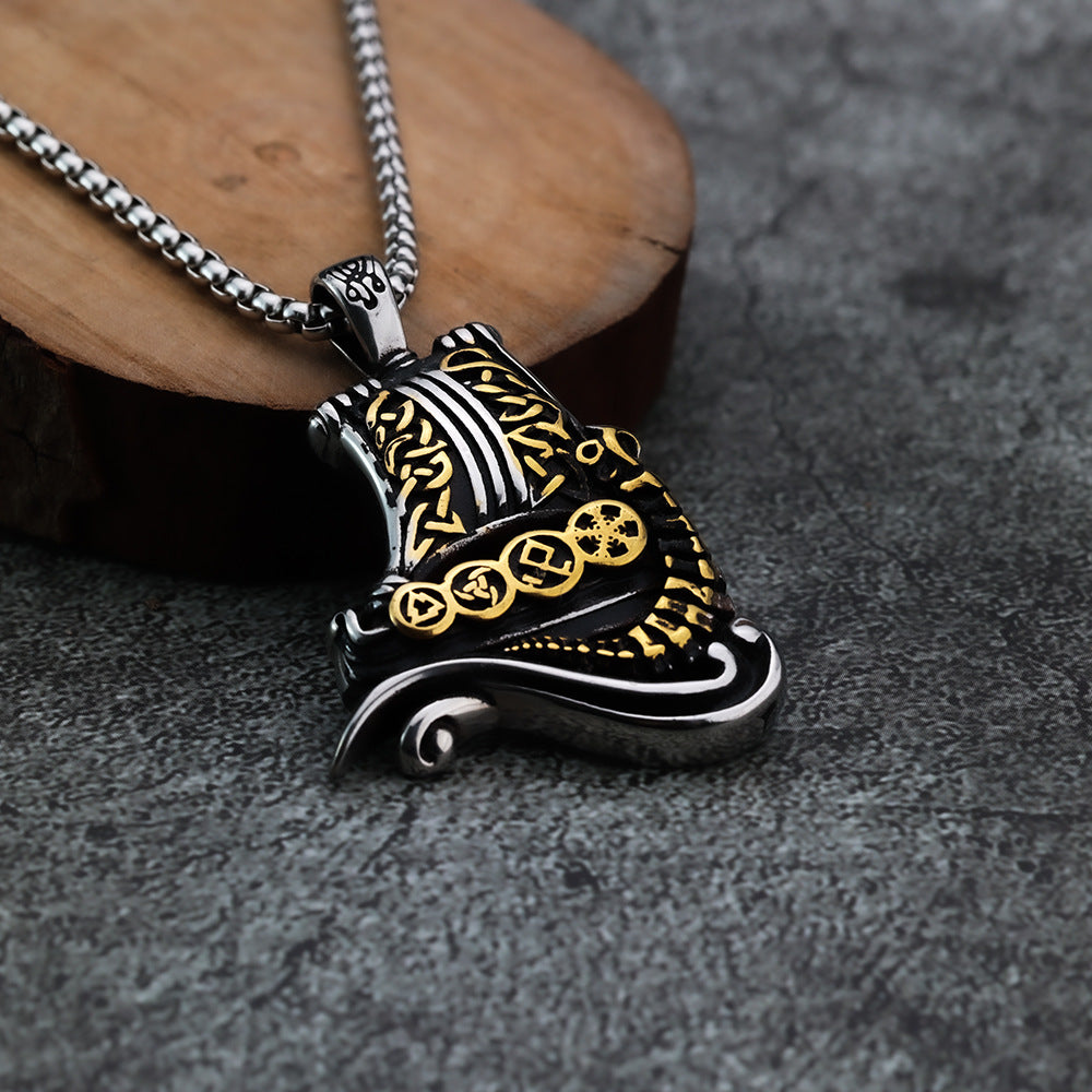 Nordic Viking Ship Personalized Men's Pendant Necklace Jewelry
