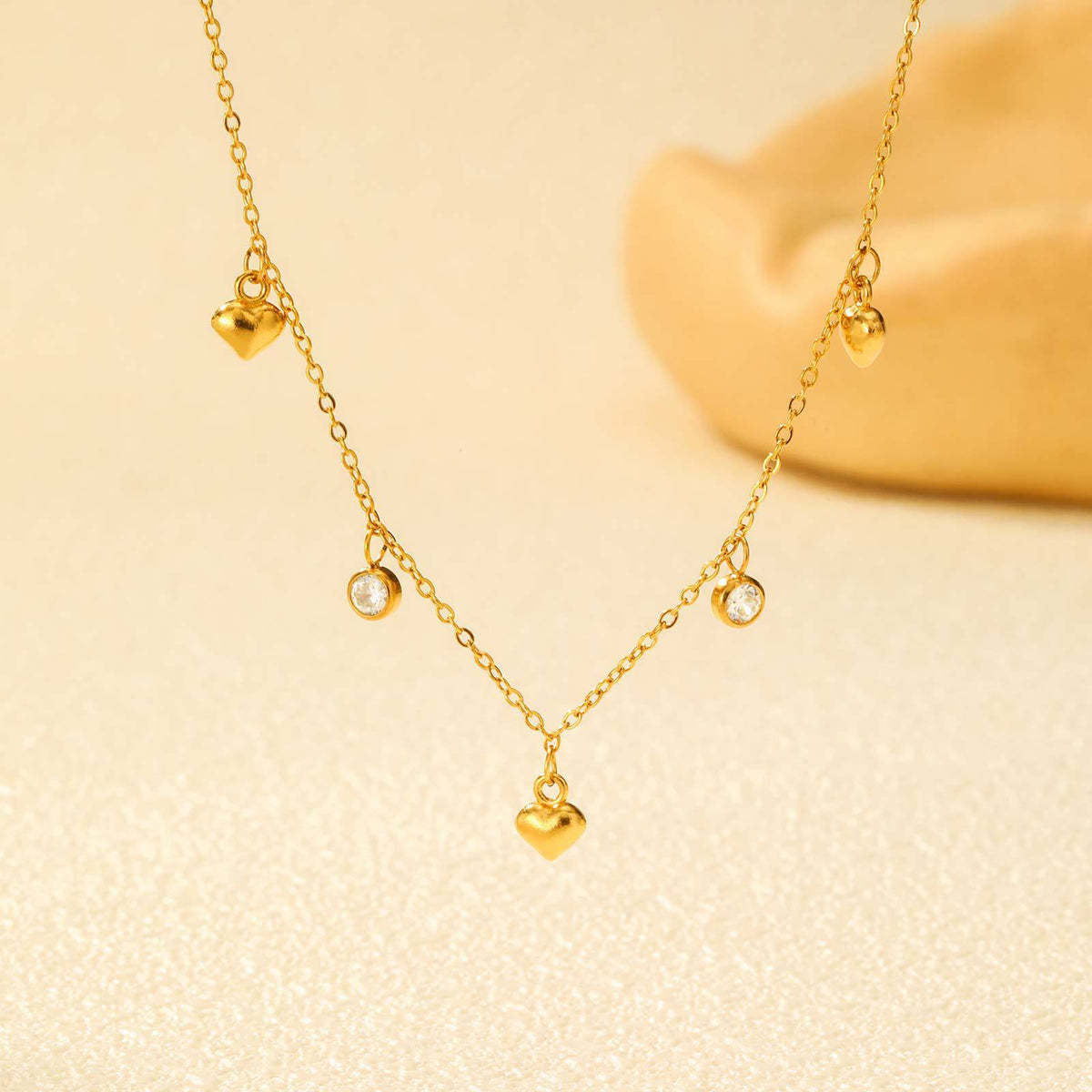 Women's Style Necklace Stainless Steel Flat Cross Chain Zircon Five-Pointed Star Heart