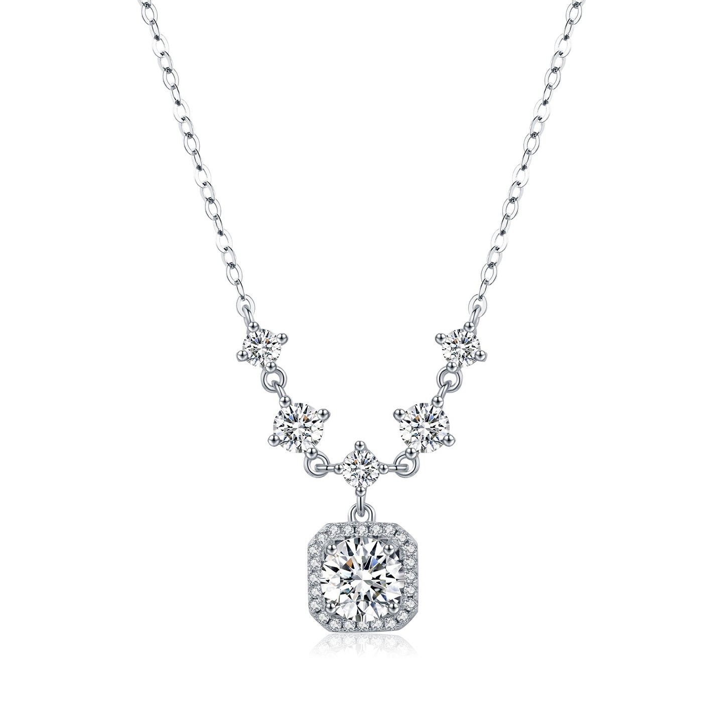 Planderful Moissanite Sparkling Necklace – Luxury Geometric Design