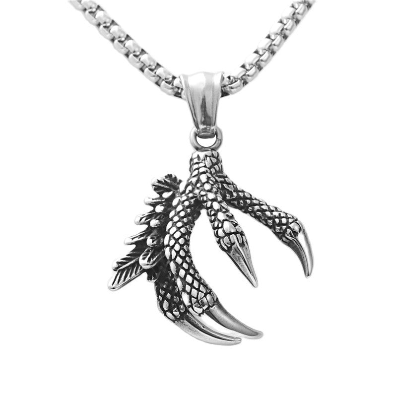 Titanium Steel Dragon Claw Pendant Necklace for Men - Retro Punk Style