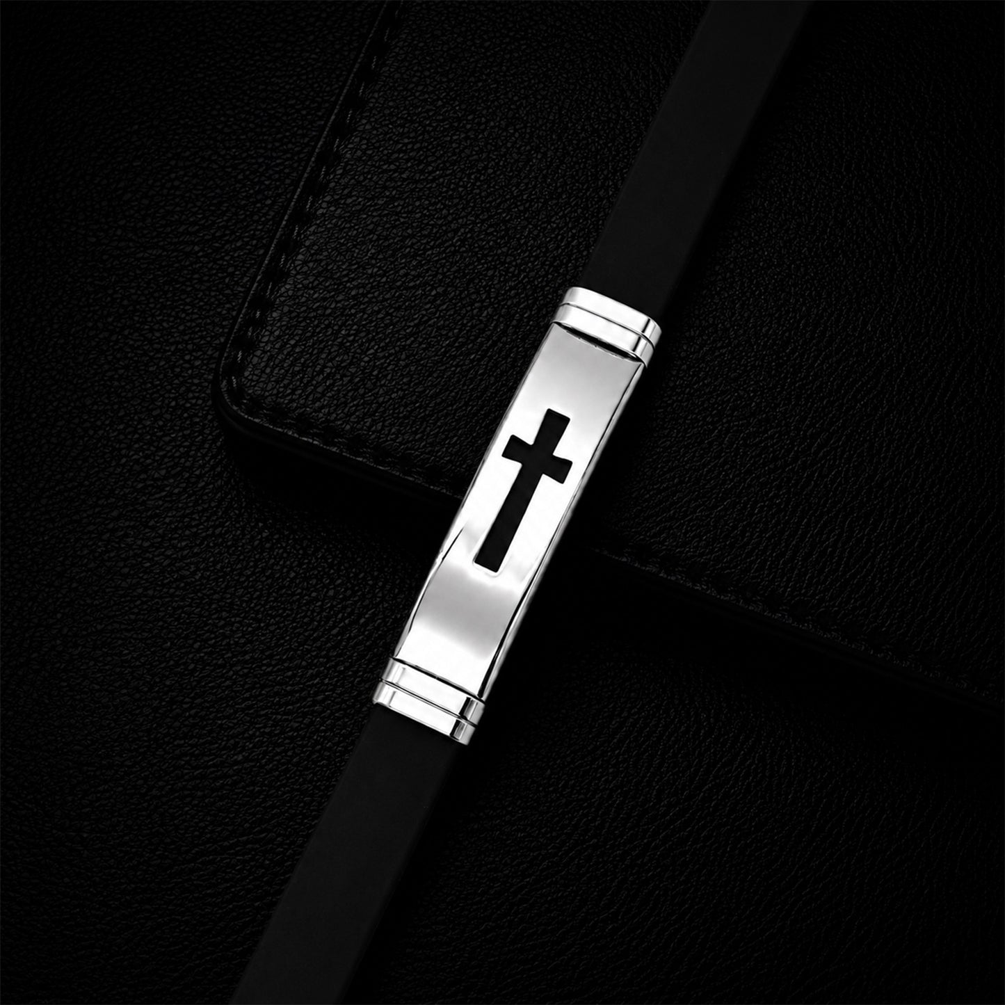 Planderful Everyday Genie Stainless Steel Cross Bracelet For Men Adjustable Minimalist Style