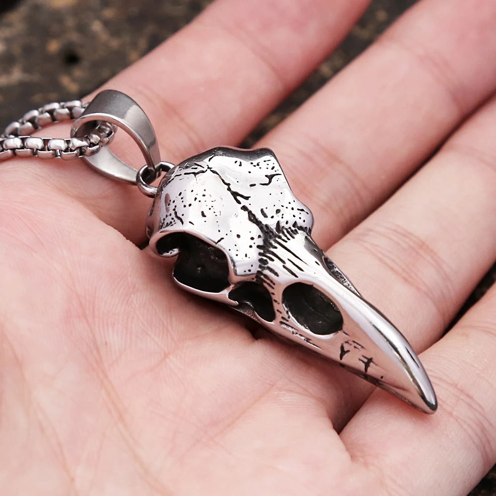 Skull Crow Stainless Steel Pendant Necklace