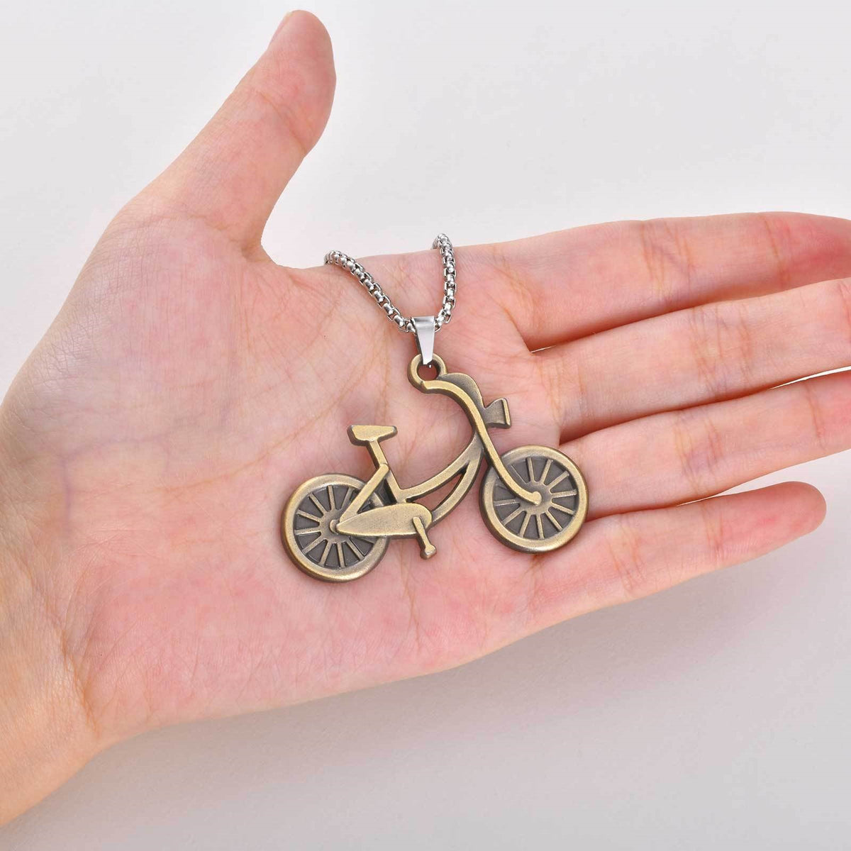 Stainless Steel Chain Alloy Bicycle Pendant Cool Necklace Neutral Wind