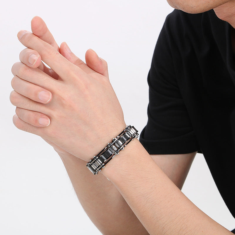 Planderful Carbon Fiber Titanium Bracelet For Men Versatile