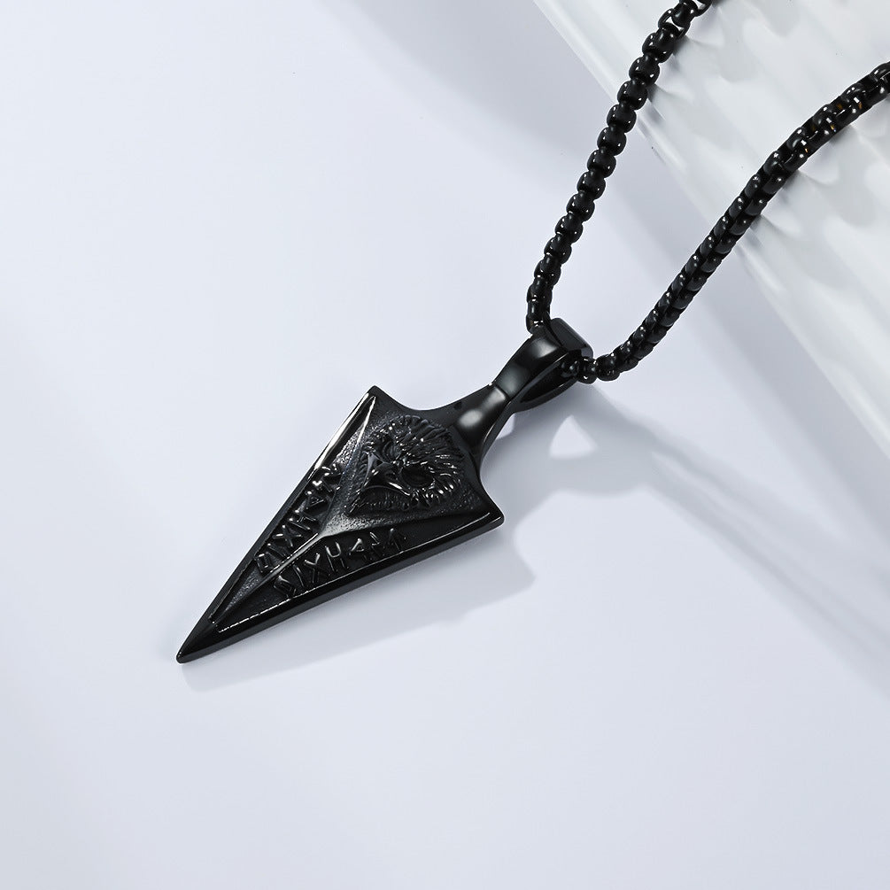 Planderful Viking Rune Raven Necklace for Men Titanium Steel Pendant Nordic Heritage Jewelry