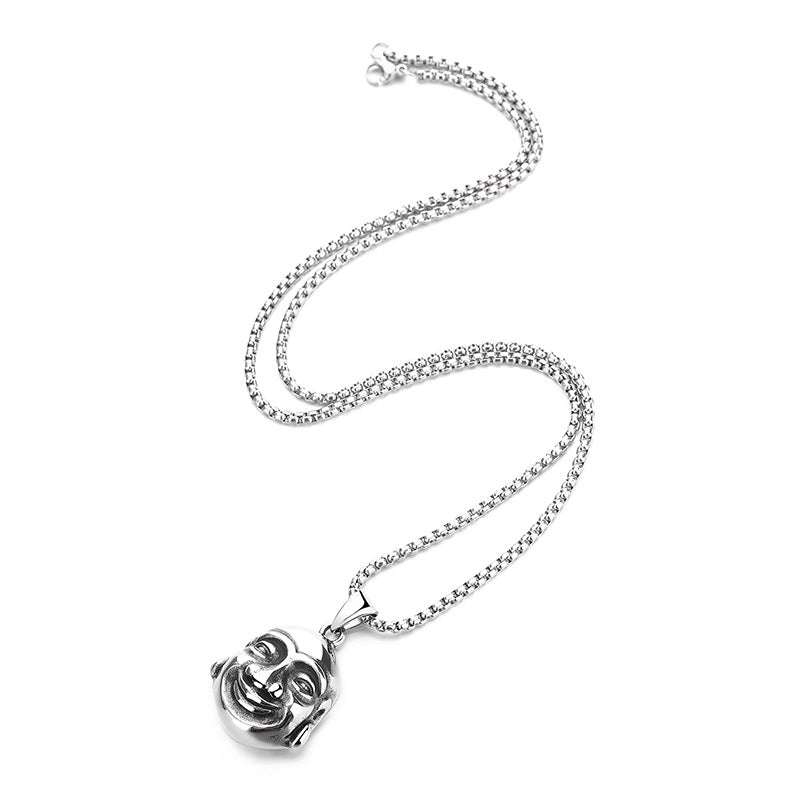 Steel Necklace – Vintage Buddha Pendant Unisex
